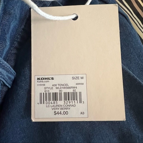 LC Lauren Conrad M Blue Elastic Back Tie Waist Paperbag Shorts - Picture 8 of 9